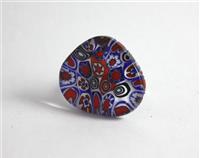Millefiori ring in red/white and blue with adjustable ring shank 
